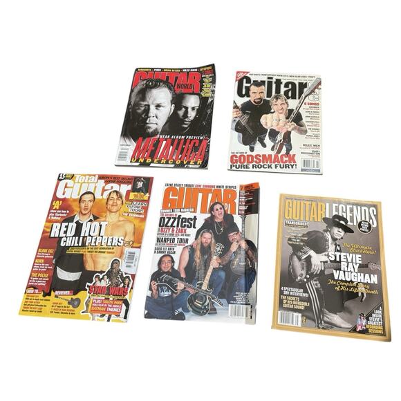 Guitar Magazines (5) Metallica Ozzy Stevie Ray Vaughn Red Hot Chili Peppers - Picture 1 of 12